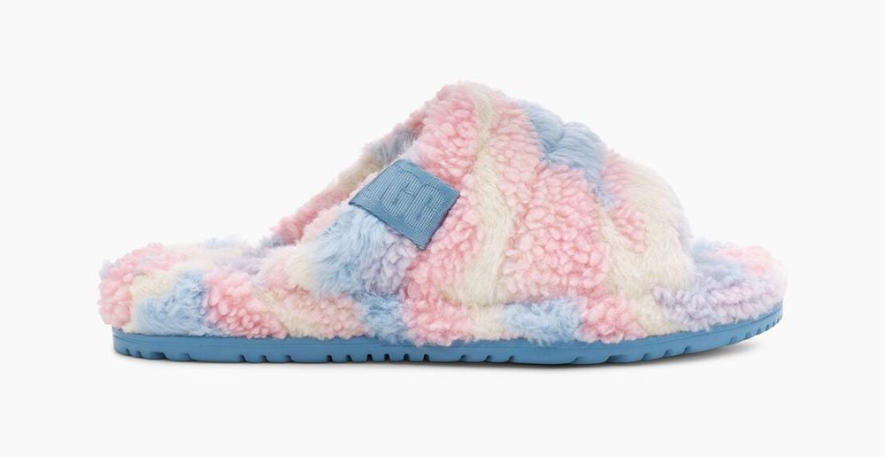 Ugg Fluff You Cali Collage - Mens Slippers - Stripes - NZ (0184CXIRO)